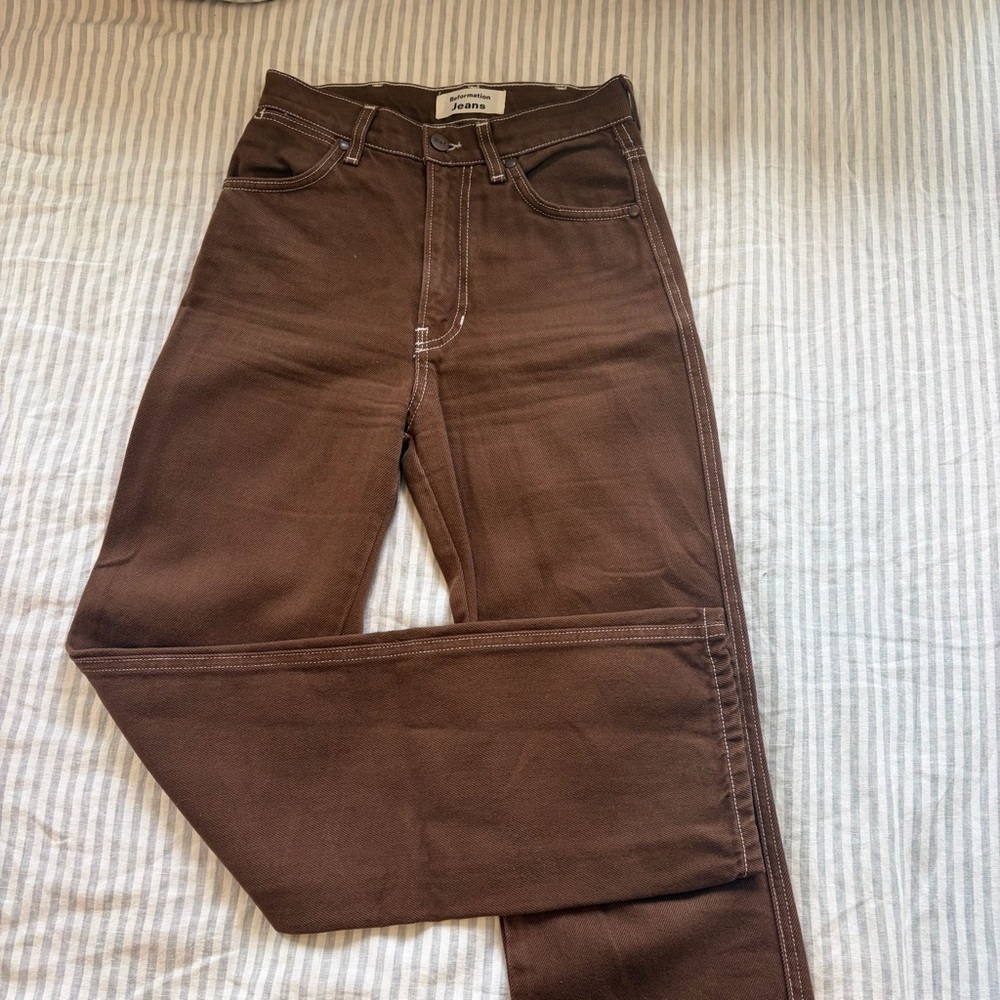 Reformation Cowboy High Rise Straight Jean Chocolate